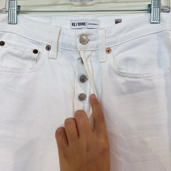 REDONE White Straight Leg High Waist Classic Preppy Designer Denim Jeans 26 - Picture 4 of 10